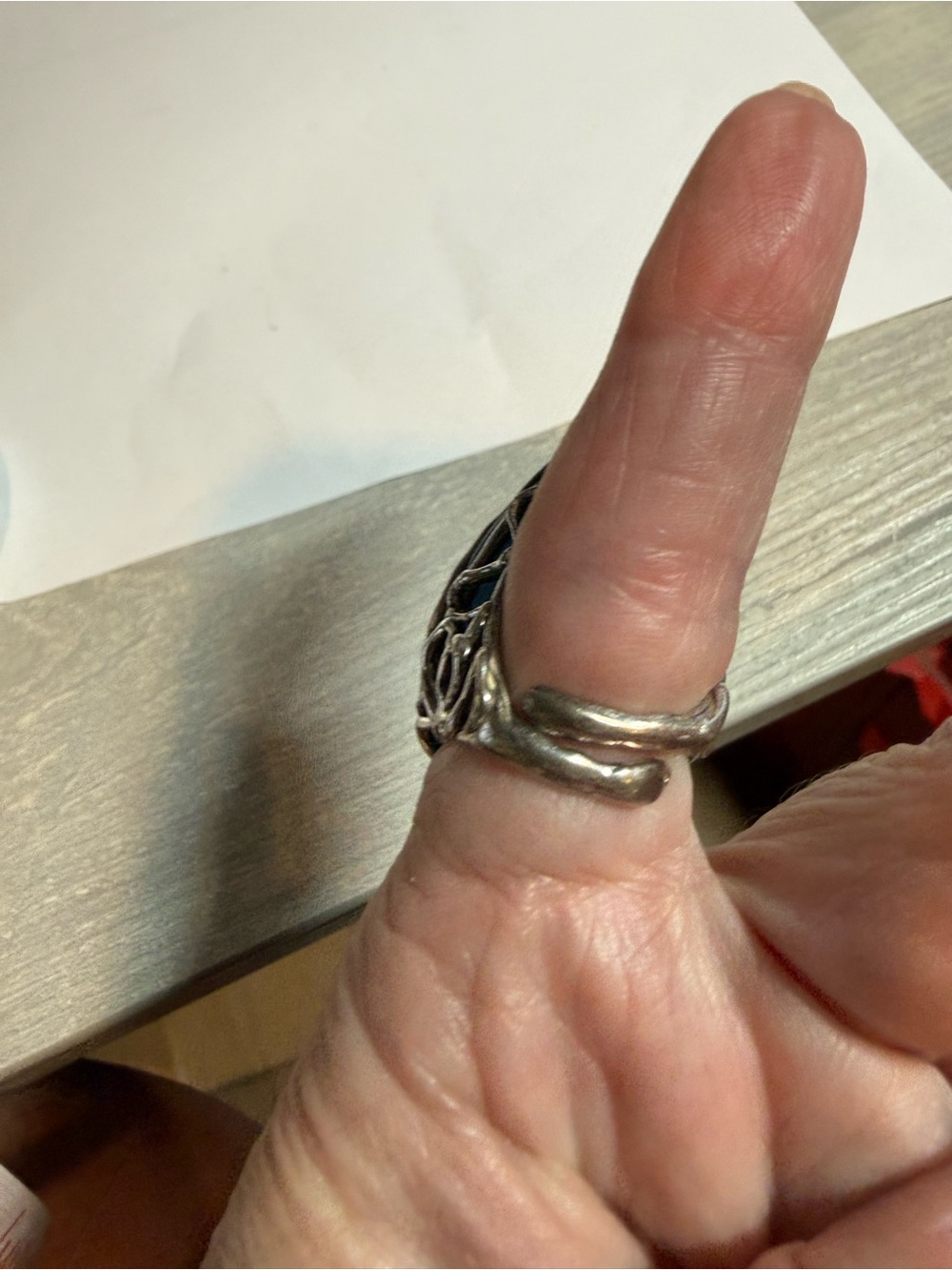 Handmade Large Blue Stone Statement Ring - Picture 4 of 4
